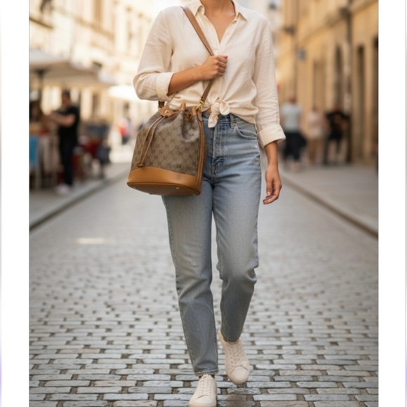 Gucci gg monogram canvas/leather vintage women's Shoulder bag - Picture 2 of 16